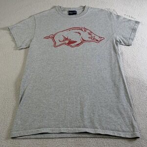 Vintage Arkansas Razorbacks Shirt Mens Small Gray NCAA Football MV Sport Tee